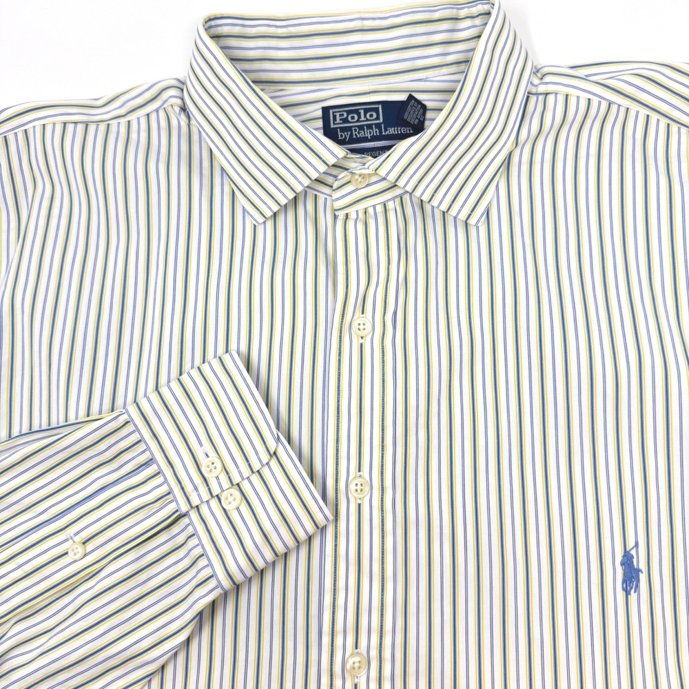 Polo Ralph Lauren Regent Classic Fit Stripe Shirt Mens 18.5 38/39 Tall FLAW